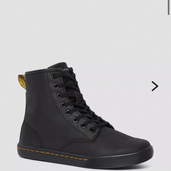 Dr. Martens Black Leather Boots with Yellow Stitching - Picture 1 of 8